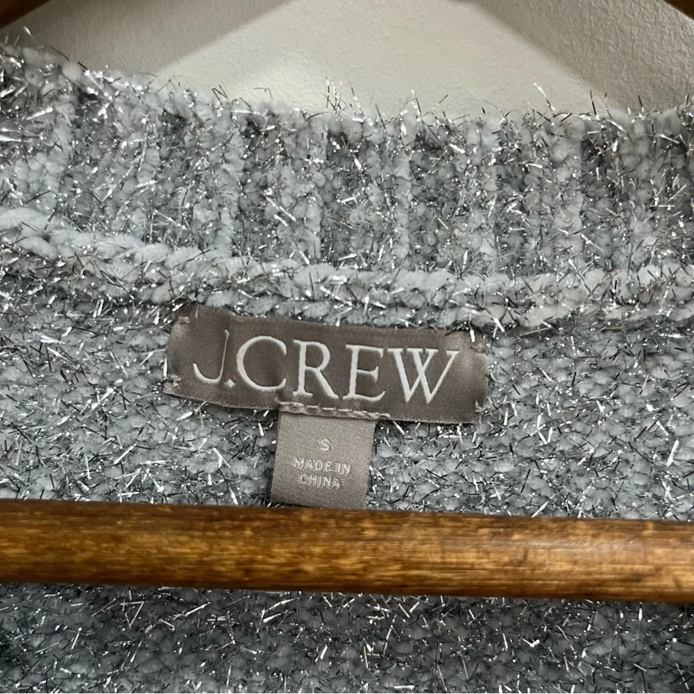 J.Crew Relaxed Crewneck Sweater in Metallic Brushed Yarn Silver New YearvSmall